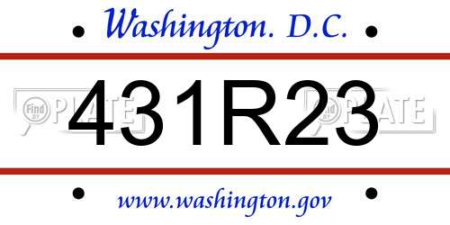 431R23 District Of Columbia License Plate