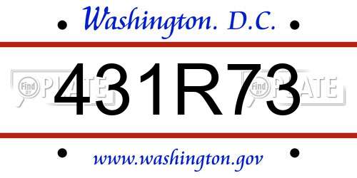 431R73 District Of Columbia License Plate