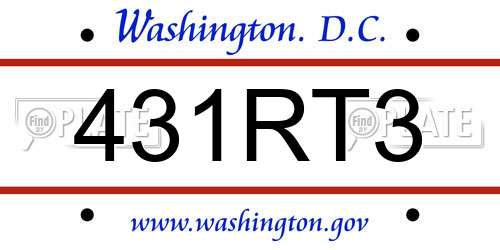 431RT3 District Of Columbia License Plate
