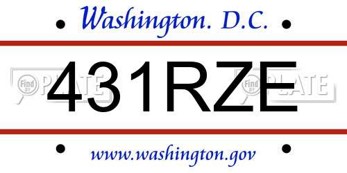 431RZE District Of Columbia License Plate