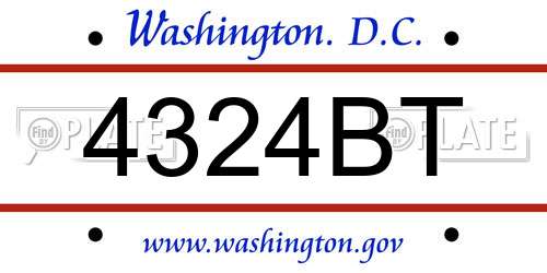4324BT District Of Columbia License Plate