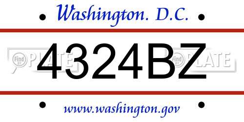 4324BZ District Of Columbia License Plate