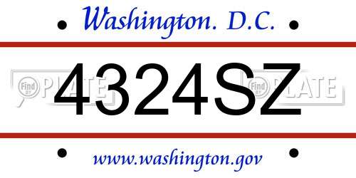 4324SZ District Of Columbia License Plate