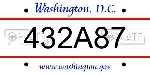 432A87 District Of Columbia License Plate