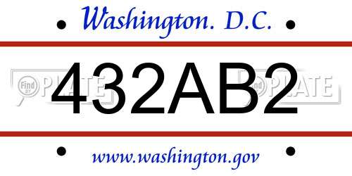 432AB2 District Of Columbia License Plate