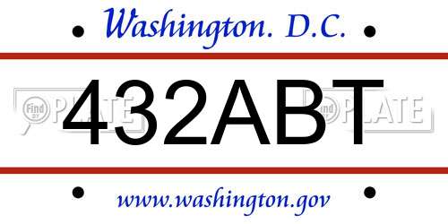 432ABT District Of Columbia License Plate