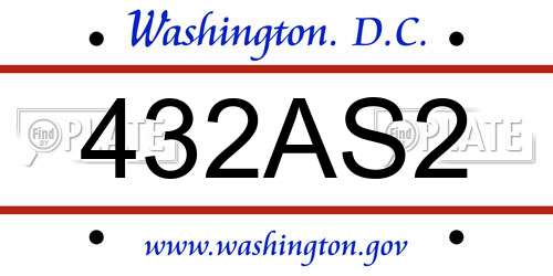 432AS2 District Of Columbia License Plate