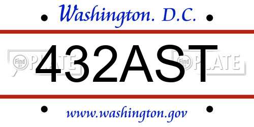 432AST District Of Columbia License Plate