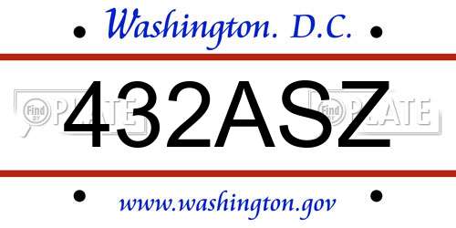 432ASZ District Of Columbia License Plate