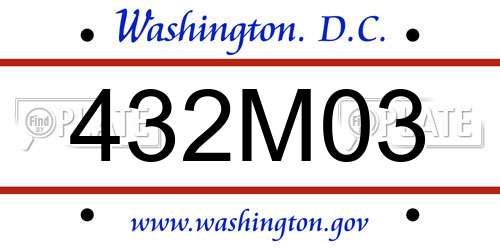 432M03 District Of Columbia License Plate