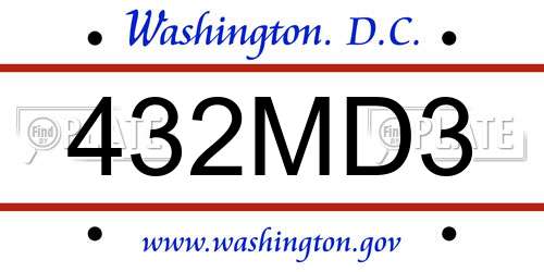 432MD3 District Of Columbia License Plate