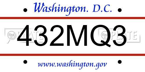 432MQ3 District Of Columbia License Plate