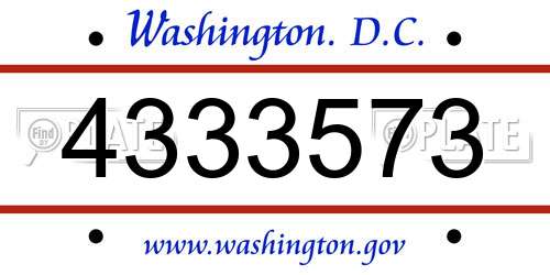 4333573 District Of Columbia License Plate