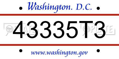 43335T3 District Of Columbia License Plate