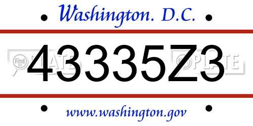 43335Z3 District Of Columbia License Plate