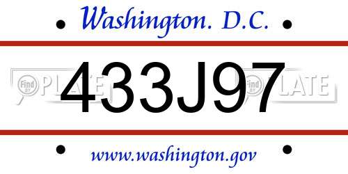 433J97 District Of Columbia License Plate