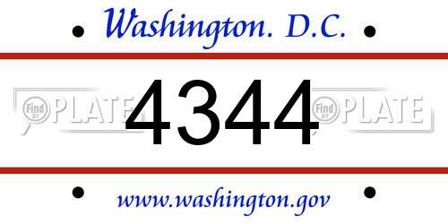 4344 District Of Columbia License Plate