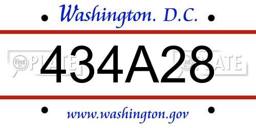 434A28 District Of Columbia License Plate