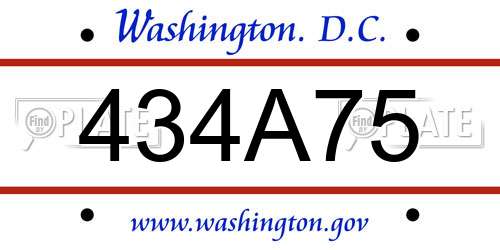 434A75 District Of Columbia License Plate
