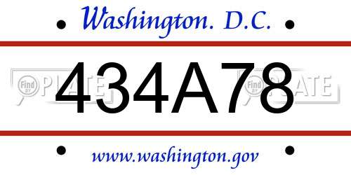 434A78 District Of Columbia License Plate