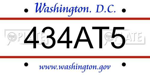 434AT5 District Of Columbia License Plate