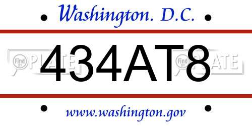 434AT8 District Of Columbia License Plate