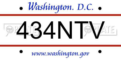434NTV District Of Columbia License Plate