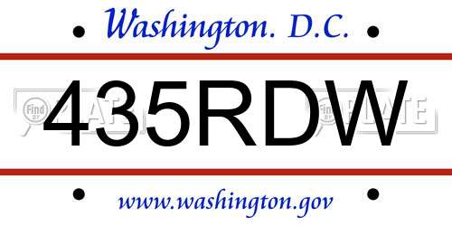 435RDW District Of Columbia License Plate