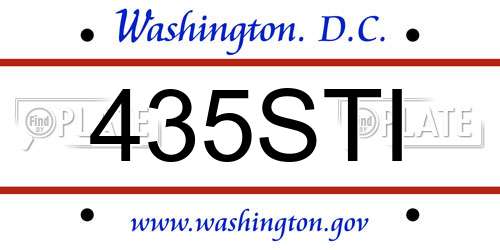 435STI District Of Columbia License Plate