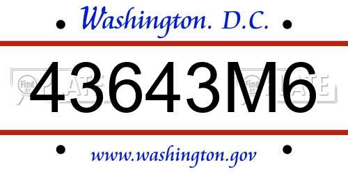 43643M6 District Of Columbia License Plate