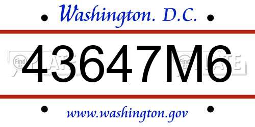 43647M6 District Of Columbia License Plate