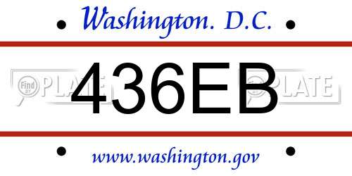 436EB District Of Columbia License Plate