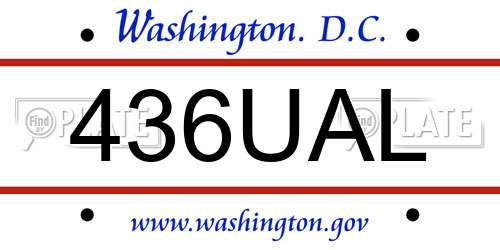 436UAL District Of Columbia License Plate