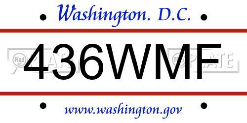 436WMF District Of Columbia License Plate