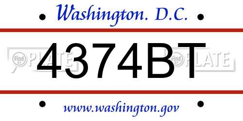 4374BT District Of Columbia License Plate