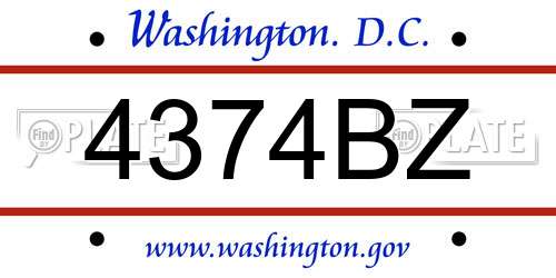 4374BZ District Of Columbia License Plate