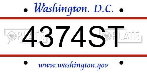 4374ST District Of Columbia License Plate
