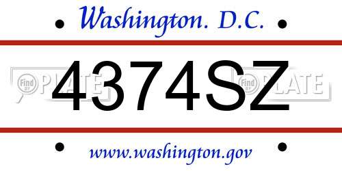4374SZ District Of Columbia License Plate