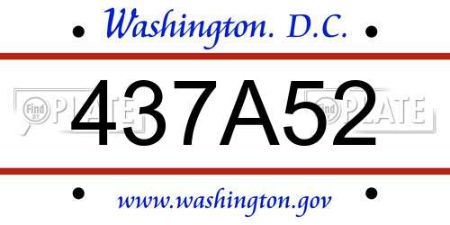 437A52 District Of Columbia License Plate
