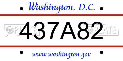 437A82 District Of Columbia License Plate