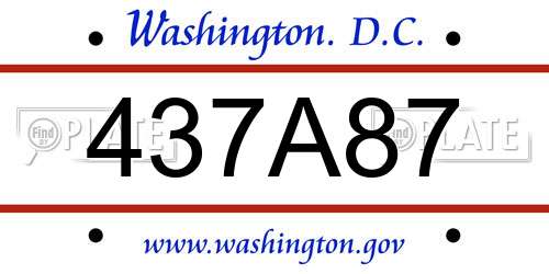 437A87 District Of Columbia License Plate