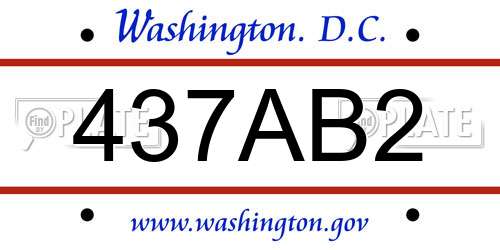 437AB2 District Of Columbia License Plate