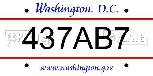 437AB7 District Of Columbia License Plate