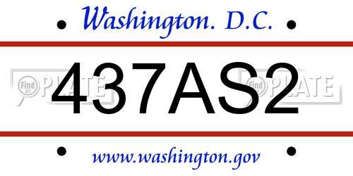 437AS2 District Of Columbia License Plate