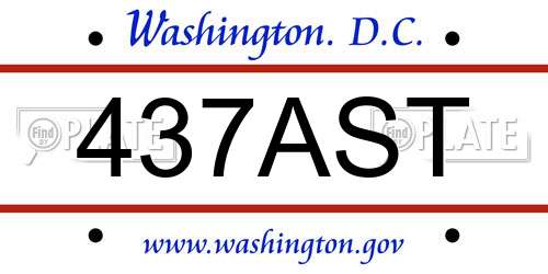 437AST District Of Columbia License Plate