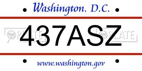 437ASZ District Of Columbia License Plate