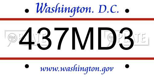 437MD3 District Of Columbia License Plate