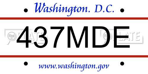 437MDE District Of Columbia License Plate