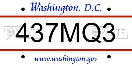437MQ3 District Of Columbia License Plate