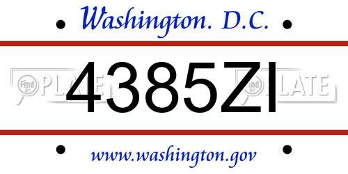 4385ZI District Of Columbia License Plate